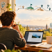 Kreativer Sonnenuntergang am Fenster